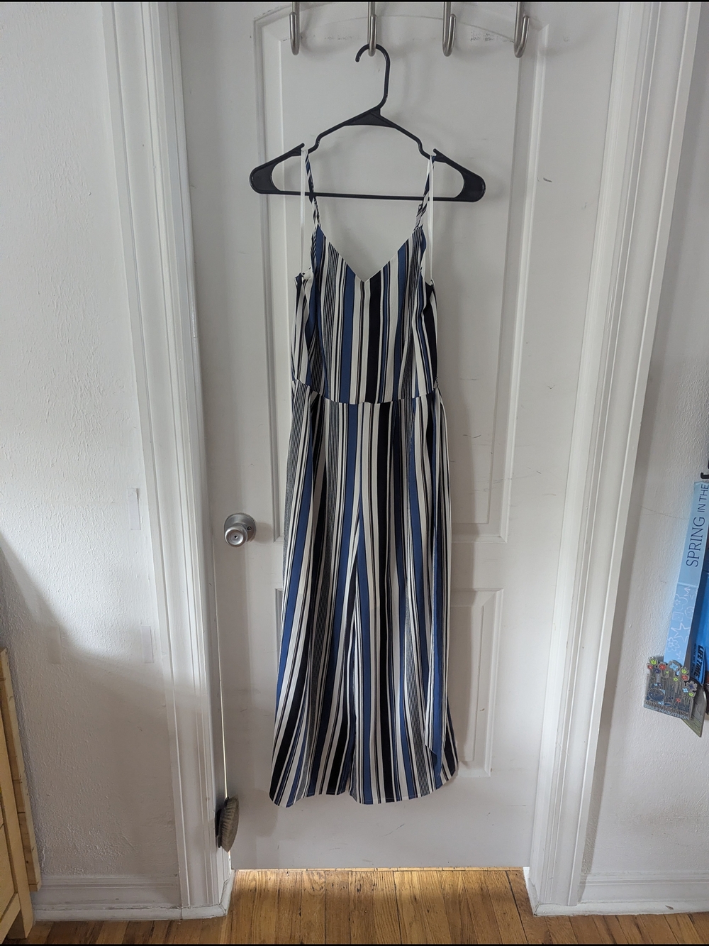 Monteau Blue & White Striped Sleeveless Jumpsuit
